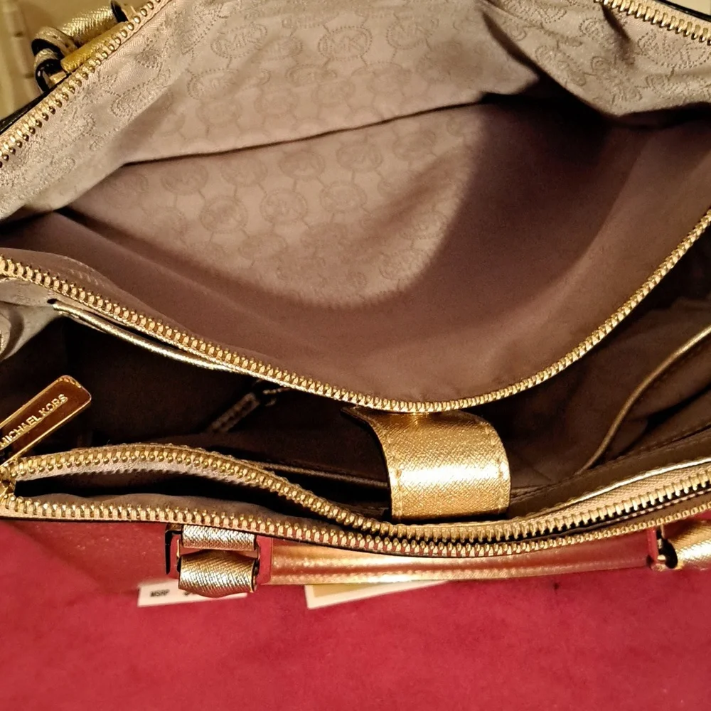 SOLD NEW Michael Kors Sutton Pale Gold Leather Satchel/CBwithTags - Picture 12 of 14